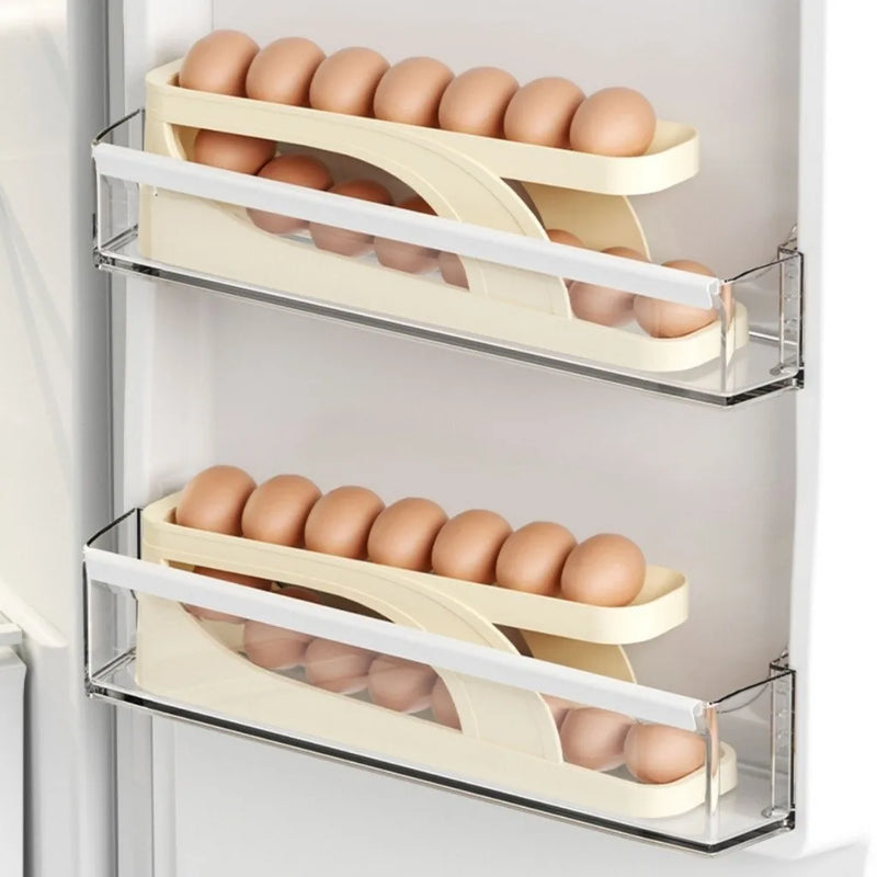 2 Floors Automatic Egg Dispenser For Countertop Cooler Kitchen Organizer