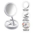 Espelho Com Led De Mesa Com Aumento 10x Led Luz Dobravel Para Maquiagem Pronta Entrega