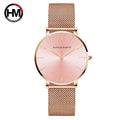 HANNAH MARTIN Brand Quality Stainless Steel Band Japan Quartz Movement Waterproof Women Full Rose Gold Ladies Dropshipping Watch