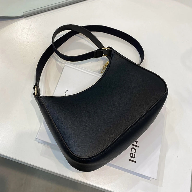 New Women's Fashion Handbags Retro Solid Color PU Leather Shoulder Underarm Bag Casual Women Hobos Handbags sac à main femme