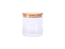 Kit 2 500ml Glass Pots With Wooden Lid Bamboo Door Condiments