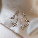 Fashion Personality Love Earrings for Women Niche Design Sense Girl Golden Earrings Simple Jewelry Gift Silvery