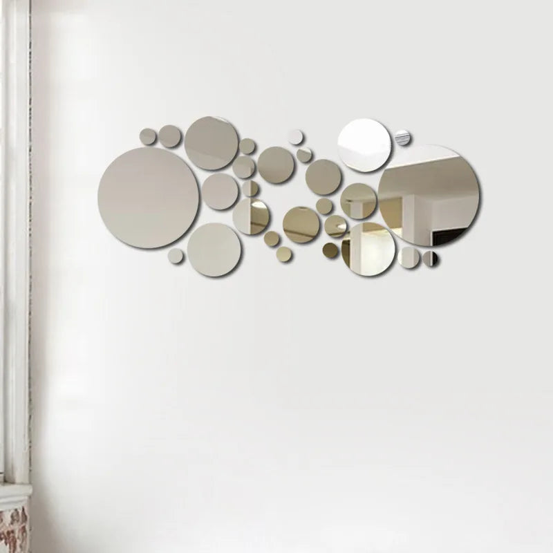 Conjunto de Espelhos Decorativos Adesivos — Design Circular Moderno