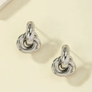 Gold SIlver Color Knot Hoop Earring For Women Shiny Plating Trendy Earring Stud Cute Daily Wear Jewelry 2024