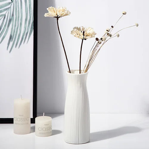 NEW 21cm Modern Flower Vase White Pink Green Plastic Vase Nordic Home Living Room Decoration Ornament Flower Arrangement Decor