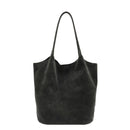 Suede Sewing Thread Retro Women's Shoulder Bags Zipper Casual Versatile 2024 New Solid Colors High Capacity Casual Tote