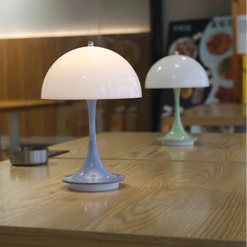 Led Bedroom Bedside Lamp Mushroom Rechargeable Desk Lamp Wireless Room Decor Night Light Touch Switch Atmosphere Usb Table Lamp