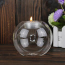 Clear Glass Tea Spot Candle Holder, Hollow Round Light, Living Room Decoration, Wedding Decoration, Home Decoration, 1PC