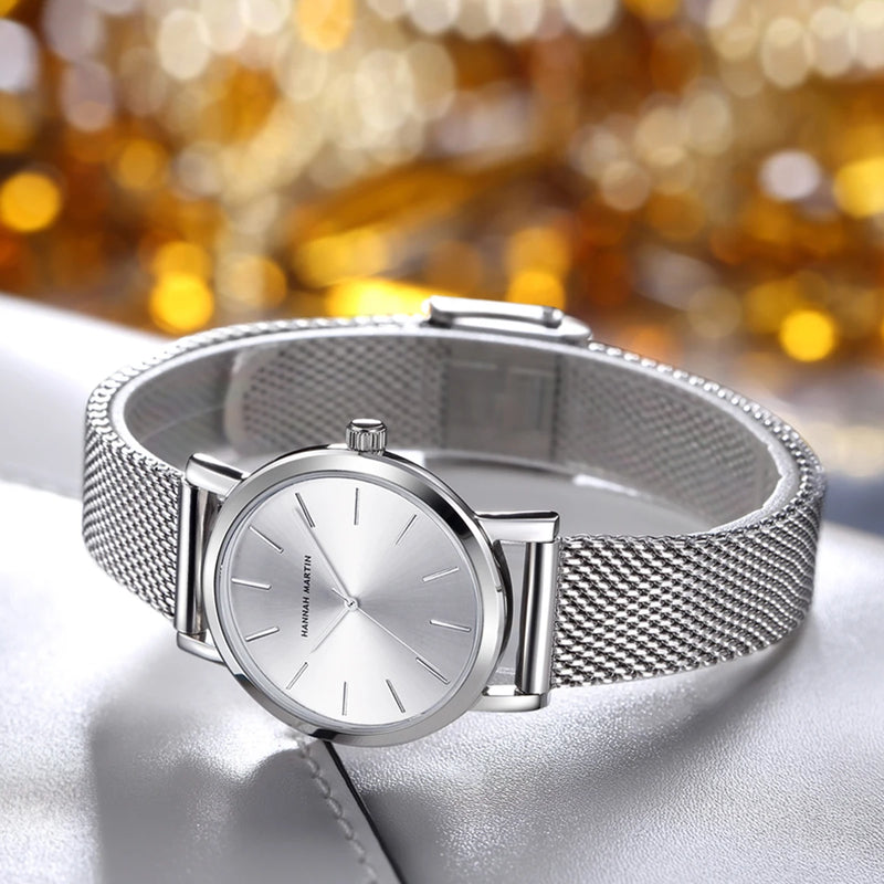 HANNAH MARTIN Brand Quality Stainless Steel Band Japan Quartz Movement Waterproof Women Full Rose Gold Ladies Dropshipping Watch