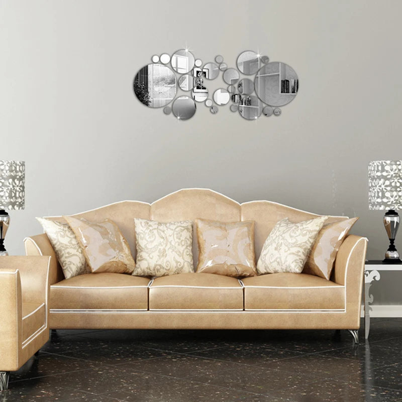 Conjunto de Espelhos Decorativos Adesivos — Design Circular Moderno