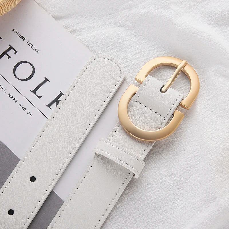 Women's Simple Golden Buckle Belt Women’s Fashion Casual Black Designer Belts Ladies Waist Belts For Jeans Clothing Accessories