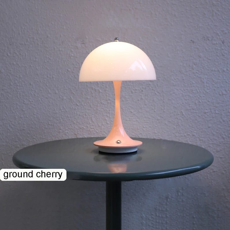 Led Bedroom Bedside Lamp Mushroom Rechargeable Desk Lamp Wireless Room Decor Night Light Touch Switch Atmosphere Usb Table Lamp
