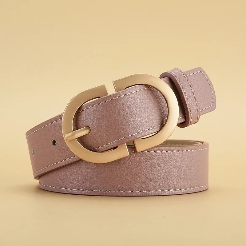 Women's Simple Golden Buckle Belt Women’s Fashion Casual Black Designer Belts Ladies Waist Belts For Jeans Clothing Accessories
