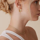 14K Gold Plated Sterling Silver Post Small Chunky Hoops Earrings | Thick Lightweight Gold Hoop Earrings for Women Retro style