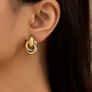 Gold SIlver Color Knot Hoop Earring For Women Shiny Plating Trendy Earring Stud Cute Daily Wear Jewelry 2024