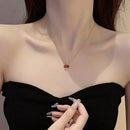 Little Wine Red Cherry Pendant Necklaces For Women Fashion Personality Fruit Golden Chain Necklace Party Jewelry Birthday Gifts