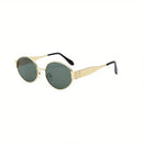 New Oval Sunglasses for Women Men Trendy Metal Frame Sun Glasses Classic Shades