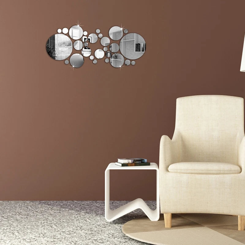 Conjunto de Espelhos Decorativos Adesivos — Design Circular Moderno