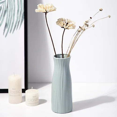 NEW 21cm Modern Flower Vase White Pink Green Plastic Vase Nordic Home Living Room Decoration Ornament Flower Arrangement Decor