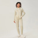 Women's 2Pieces Running Sets Solid Color Sportswear Long Sleeve Hoodies with Front Pocket Drawstring Long Pants Tracksuits