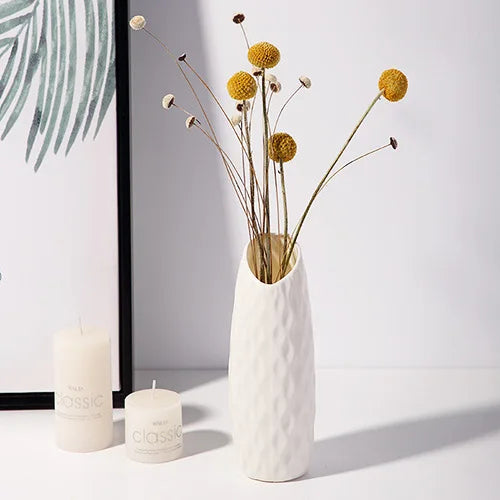 NEW 21cm Modern Flower Vase White Pink Green Plastic Vase Nordic Home Living Room Decoration Ornament Flower Arrangement Decor