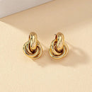 Gold SIlver Color Knot Hoop Earring For Women Shiny Plating Trendy Earring Stud Cute Daily Wear Jewelry 2024
