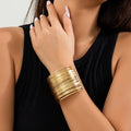 Ingemark Exaggerated Multilayer Thin Wire Open Bangle Women Trendy Punk Hip Hop Wave Cuff Bracelets Grunge Jewelry Steampunk Men