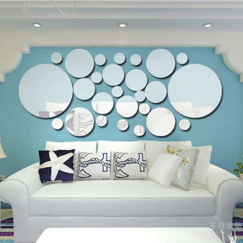 Conjunto de Espelhos Decorativos Adesivos — Design Circular Moderno