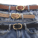 Women's Simple Golden Buckle Belt Women’s Fashion Casual Black Designer Belts Ladies Waist Belts For Jeans Clothing Accessories