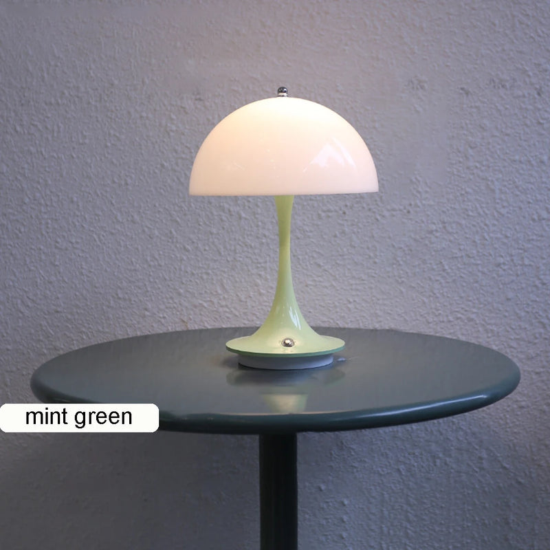 Led Bedroom Bedside Lamp Mushroom Rechargeable Desk Lamp Wireless Room Decor Night Light Touch Switch Atmosphere Usb Table Lamp