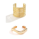 Ingemark Exaggerated Multilayer Thin Wire Open Bangle Women Trendy Punk Hip Hop Wave Cuff Bracelets Grunge Jewelry Steampunk Men