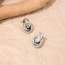 Gold SIlver Color Knot Hoop Earring For Women Shiny Plating Trendy Earring Stud Cute Daily Wear Jewelry 2024