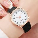 1/3/4/5PCS Fashion Arabic Dial Women Quartz Watch Casual Leather Strap Wristwatch for Girls Clock Gift（Without Box）