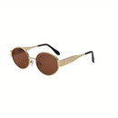 New Oval Sunglasses for Women Men Trendy Metal Frame Sun Glasses Classic Shades
