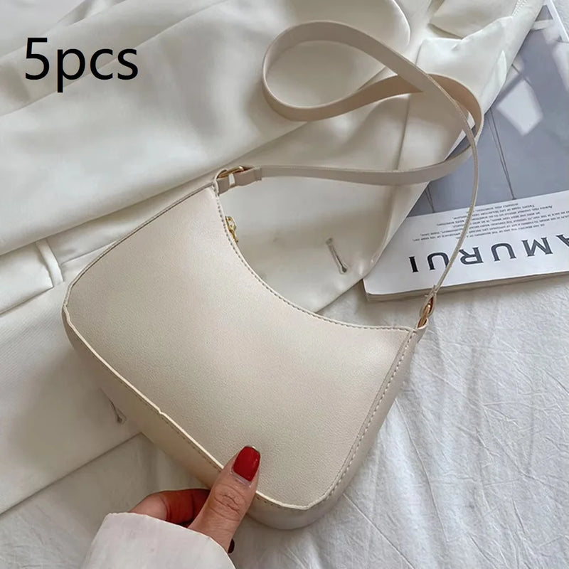 New Women's Fashion Handbags Retro Solid Color PU Leather Shoulder Underarm Bag Casual Women Hobos Handbags sac à main femme